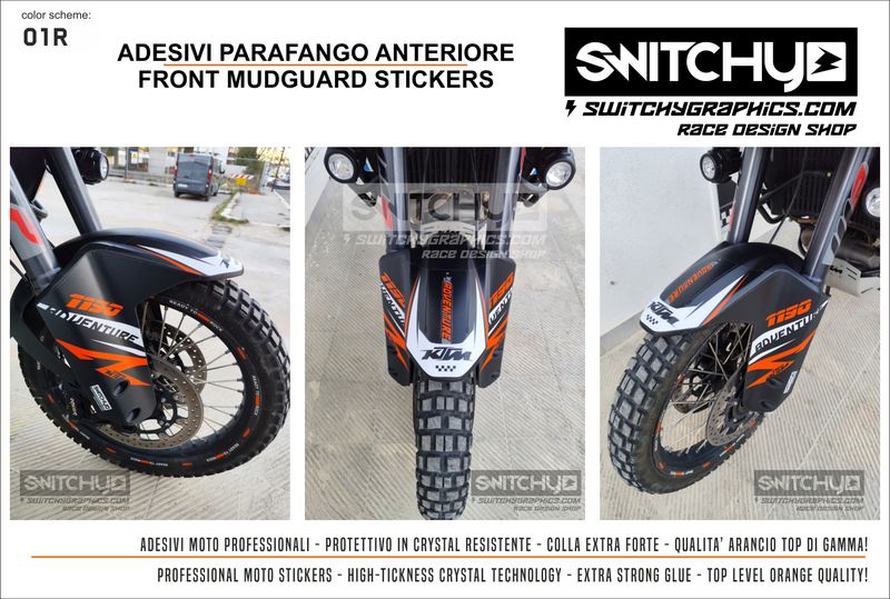 FRONT MUDGUARD STICKERS COMPATIBLE WITH KTM 1090 ADVENTURE R 2017 2019