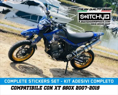 KIT GRAFICHE YAMAHA XT 660 X 2007 - 2019 - ACE OF SPADES BLUE