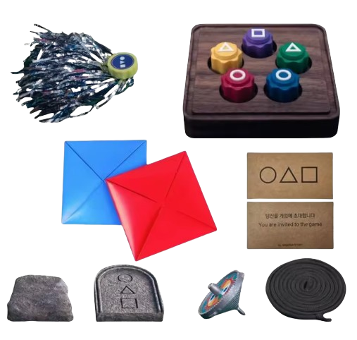 Squid Game Set Dice Gong-gi Game Party Circle Square Triangle Print Bar Games Party Props Korean Movie Squid Game Game Set