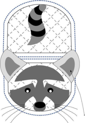 Raccoon animal oven mitt sewing machine pattern and tutorial