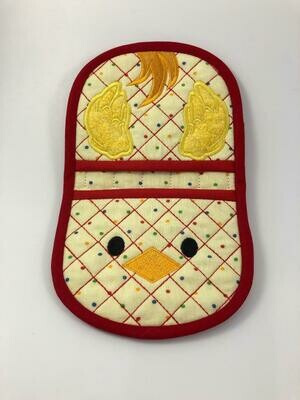 Chicken oven mitt machine embroidery in the hoop design