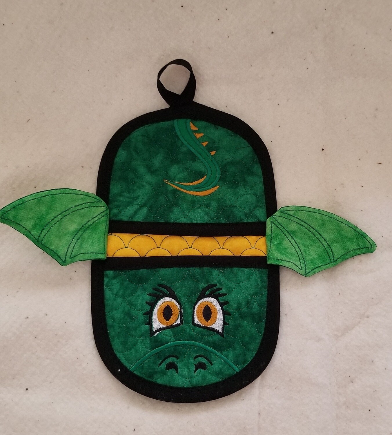 Dragon oven mitt machine embroidery in the hoop design