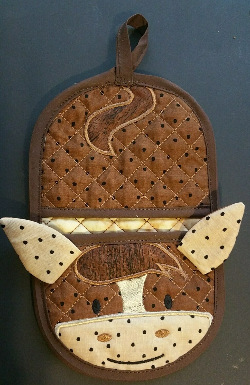 Horse oven mitt machine embroidery in the hoop design