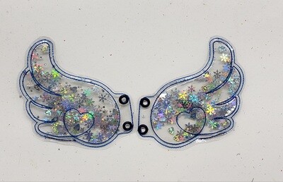 Transparent glitter/sequin shapes skate wings
