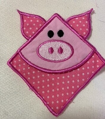 Pig corner bookmark ith machine embroidery design file