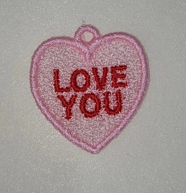 Conversation Hearts NICE set1 Freestanding lace machine embroidery design 8 different designs for earrings, pendants, bracelets and charms