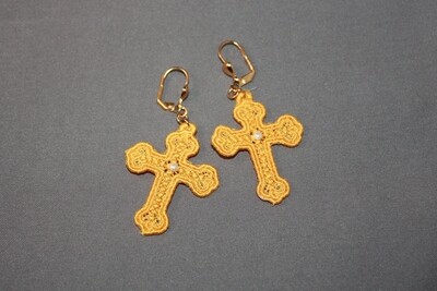 Lace cross earrings or pendant freestanding lace machine embroidery design embroidery machine files
