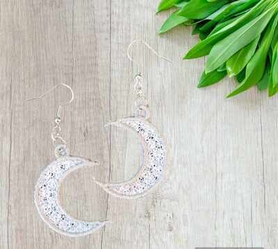 crescent moon earrings Freestanding lace machine embroidery design