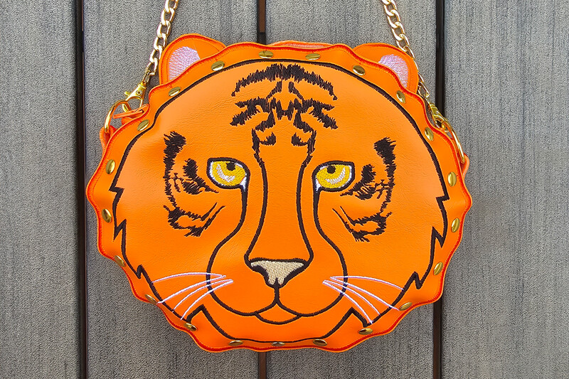 Tiger Rivet large purse ith embroidery Design