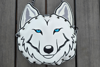 Wolf Rivet large purse ith embroidery Design