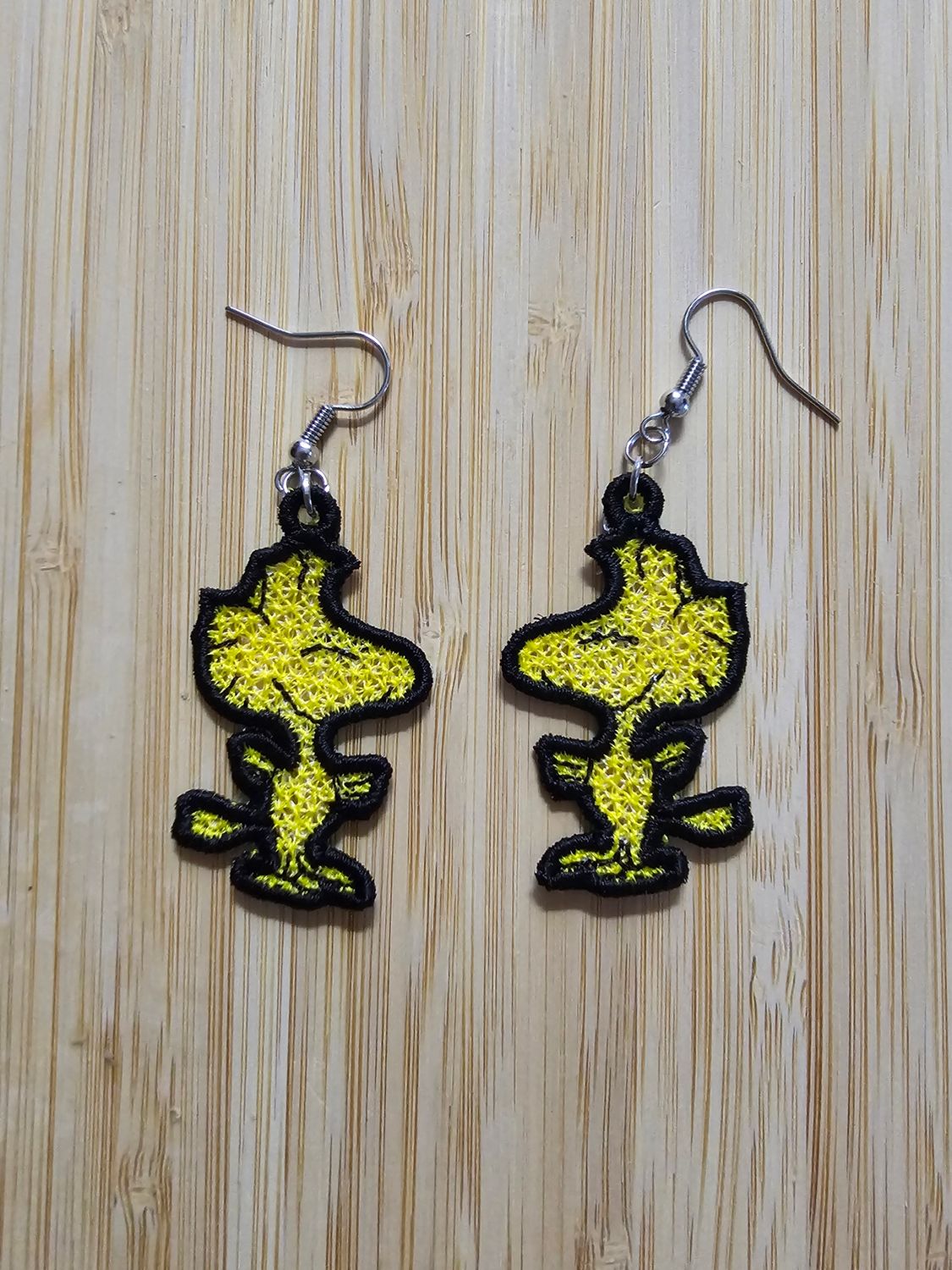 Yellow bird fsl earrings embroidery design