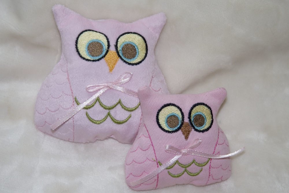 Owl stuffie in the hoop embroidery design