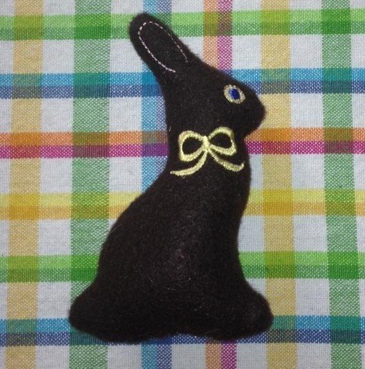 chocolate bunny stuffie in the hoop embroidery design