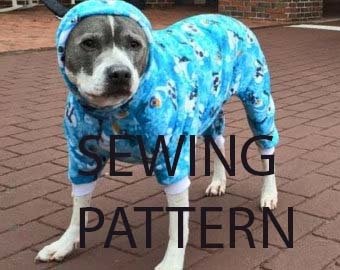 Doggie pajama sewing pattern - large breed pitbull - one size only