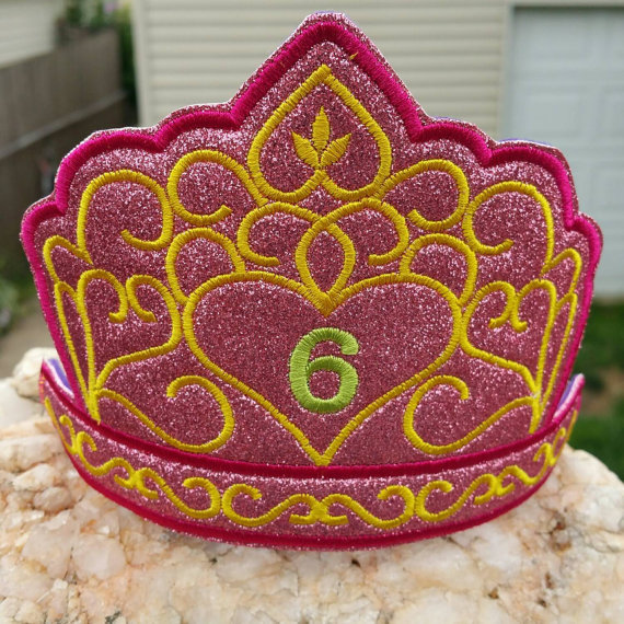 Birthday crown Tiara headband slider machine embroidery design