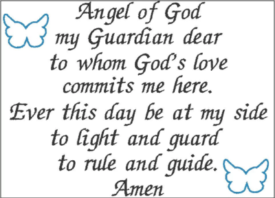 Guardian Angel prayer embroidery design digital English