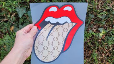 Full-color printed iron-on decal icon with splash of color