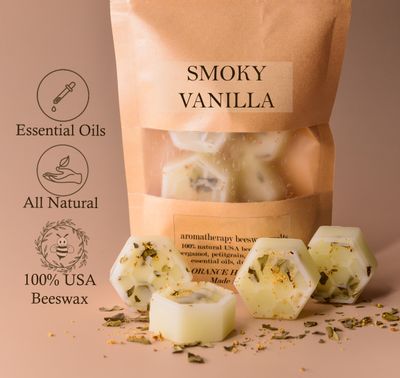 Smoky Vanilla Wood Organic Beeswax Melts (cypress | cedarwood | balsam Fir | fir needle)