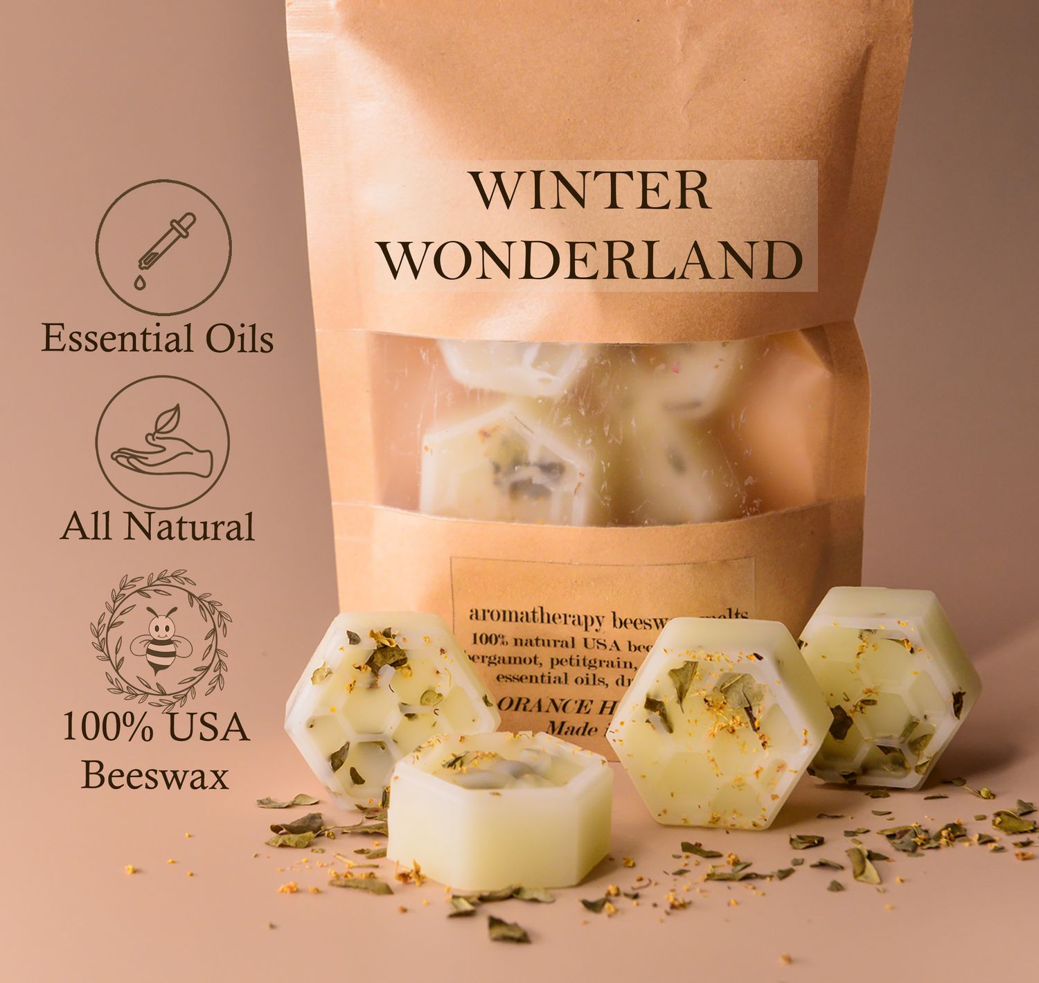 Winter Wonderland Organic Beeswax Melts (lemon | balsam fir |cinnamon | cinnamon bark)