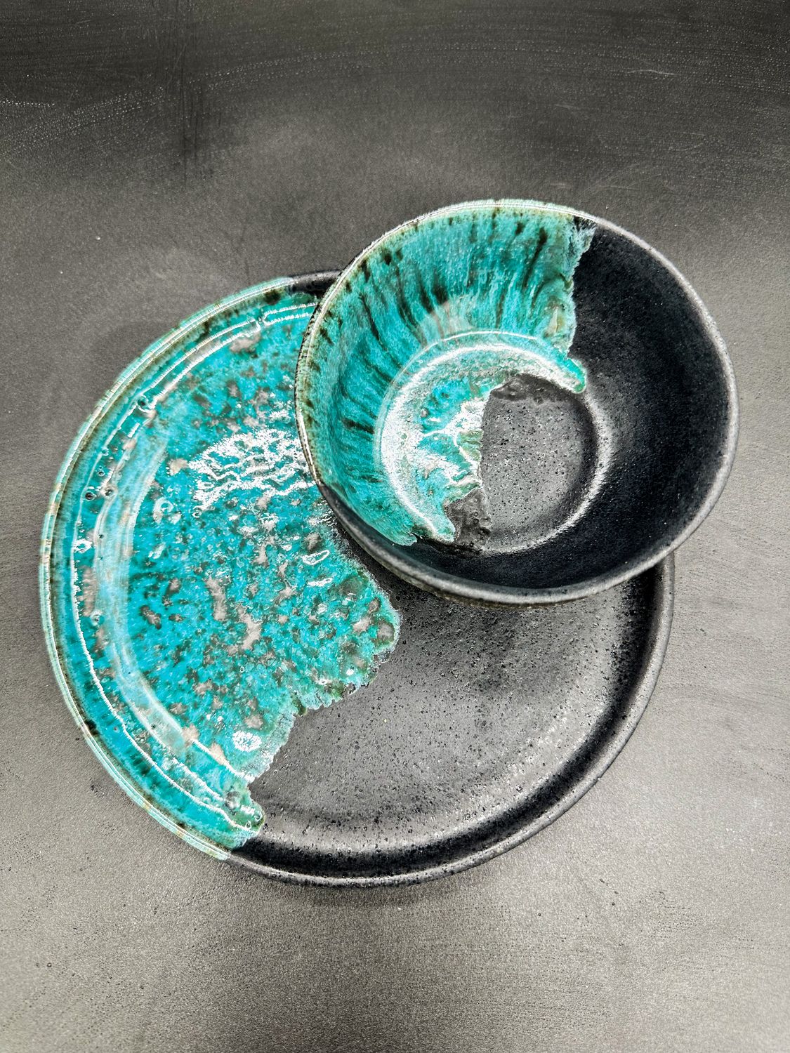 Colors of Manu. Zestaw talerz i miseczka. Ocean Blue.