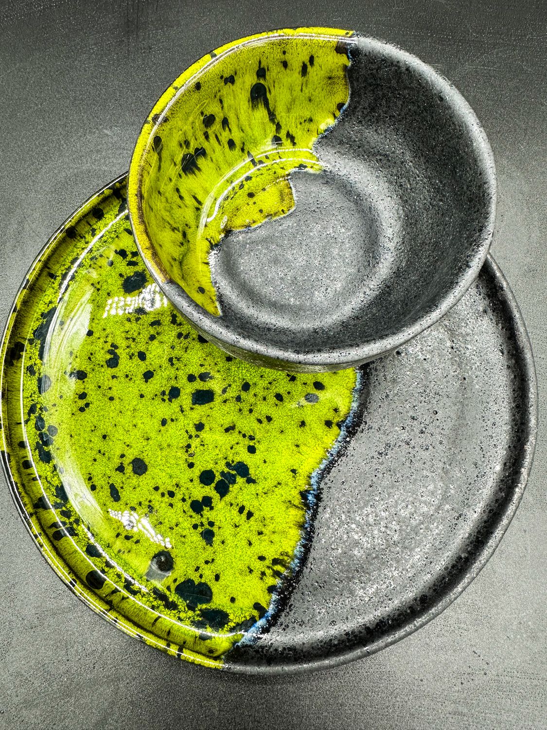 Colors of Manu. Zestaw talerz i miseczka. Lava Green.