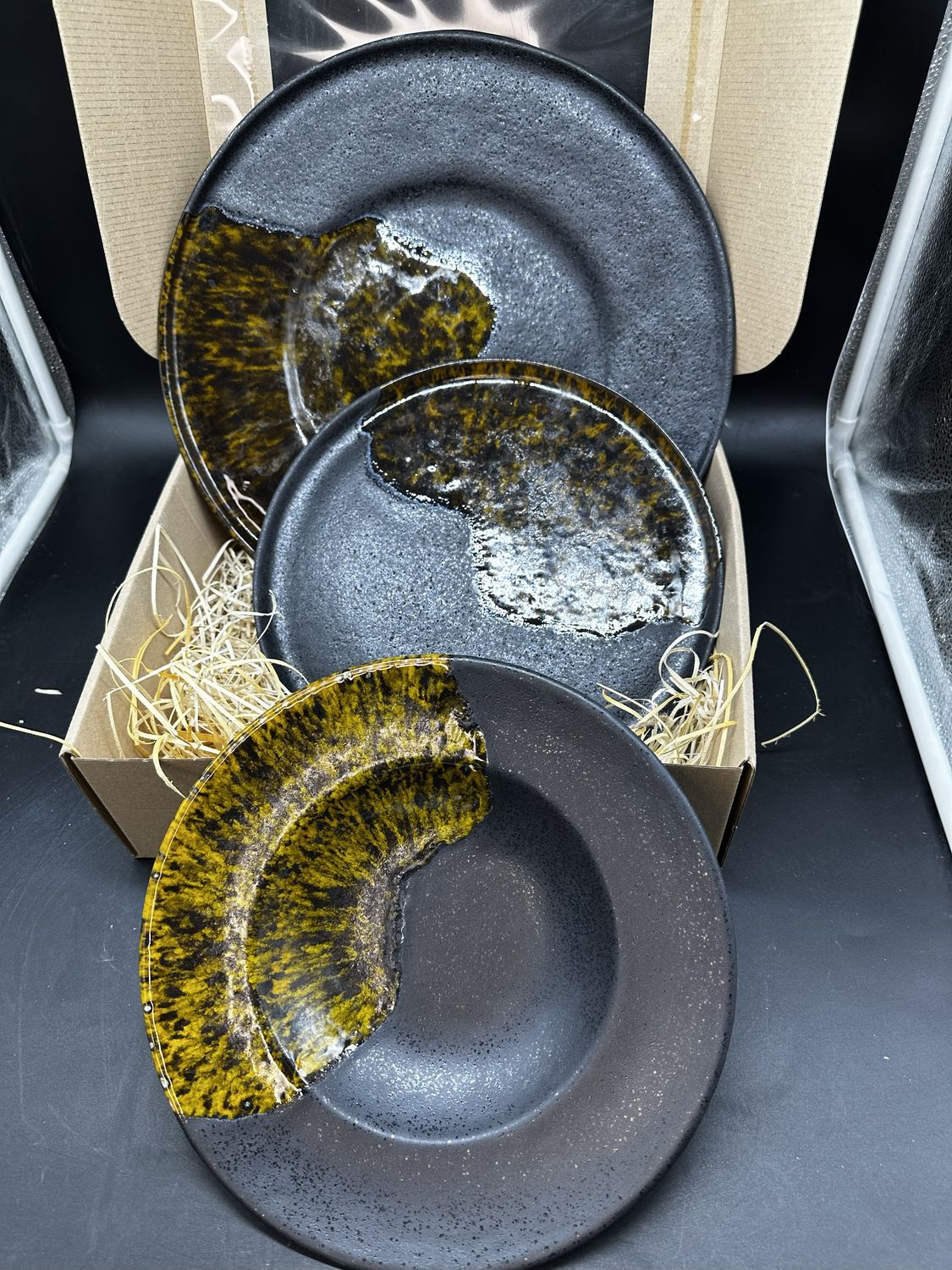 ZESTAW PREZENTOWY MANU AMBER  - duża patera, talerz, misa pasta/sałatka