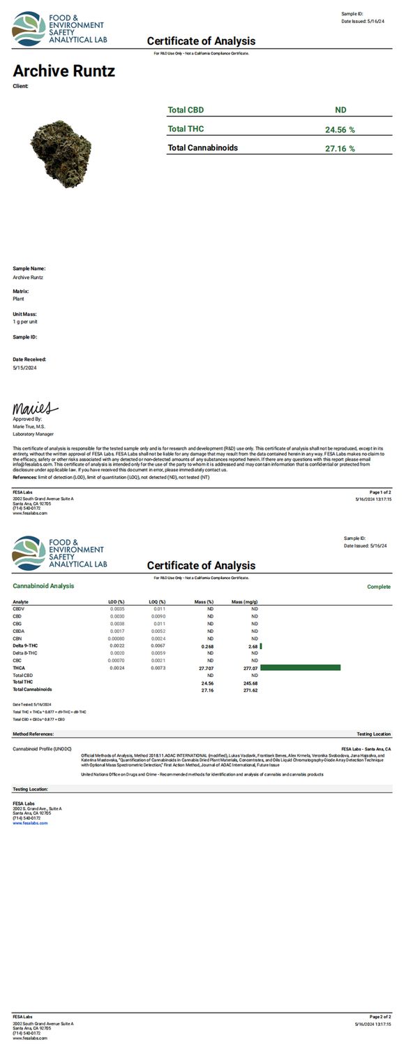 Archive Runtz (Hybrid-Exotic), How Much?: 3.5g