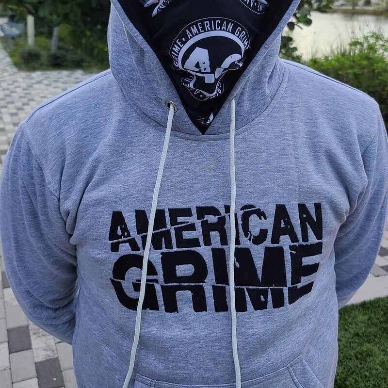 American Grime Embroidered Hoodie (Black on Grey)