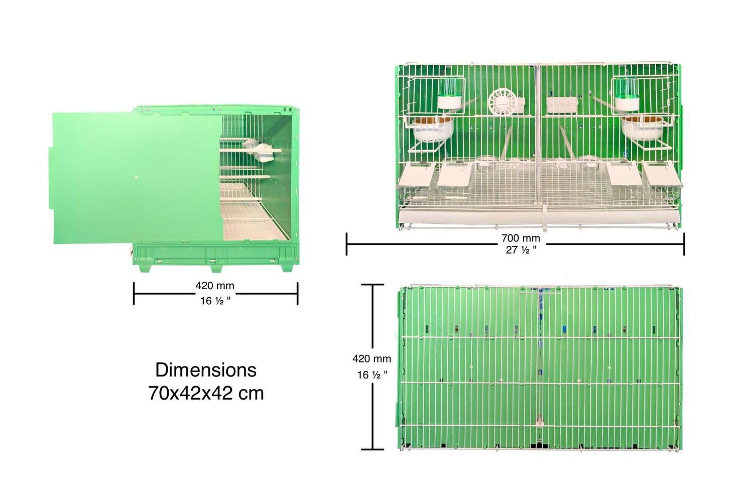 MLF Deep 70cm breeding cage single, complete with all the essential accessories