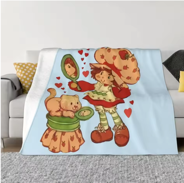 cozy blue strawberry shortcake blanket