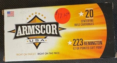 223 Remington 62 grain pointed soft point