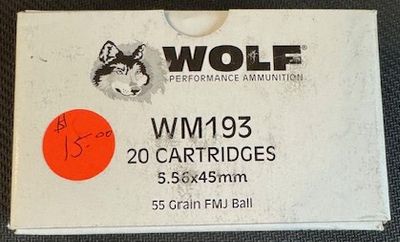 5.56x45mm 55 grain FMJ Ball