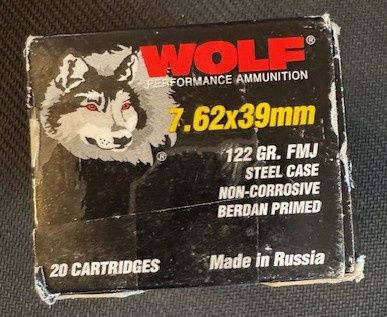 7.62x39mm 122 grain FMJ Steel