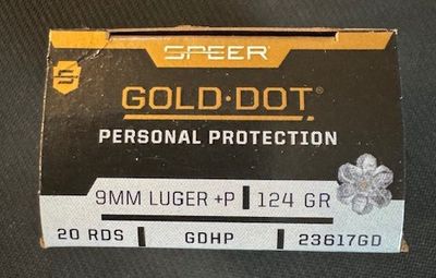 Speer Gold Dot 9mm +P 124 Grain