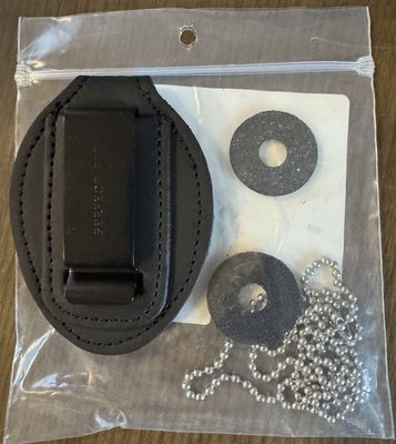 D&amp;K Perfect Fit Shield Wallets Oval Badge Clip with Pocket and Chain