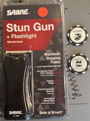 Stun Gun + Flashlight with Belt Holster Black