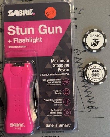 Stun Gun + Flashlight with Belt Holster Pink