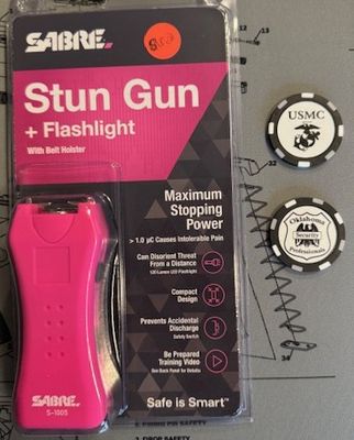 Stun Gun + Flashlight with Belt Holster Pink