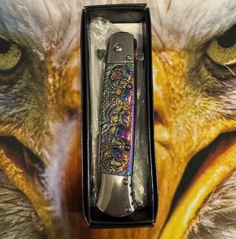 Rainbow Skull Trigger Action Knife