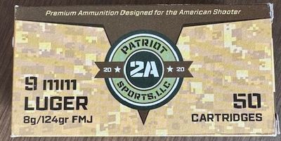 Patriot 9mm Lugar 124 Grain FMJ 50 count