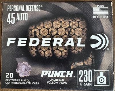 Federal Personal Defense 45 auto 230 grain 20 rounds