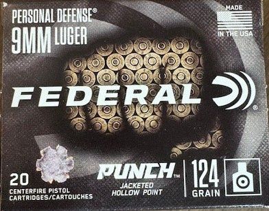 Federal Personal Defense 9mm Luger 124 Grain Punch 20 Rounds