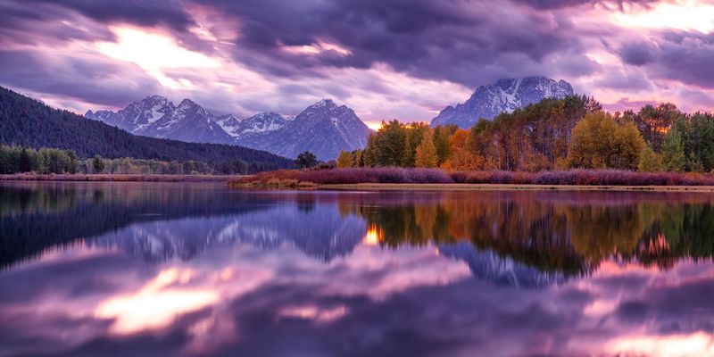 Grand Tetons over the Snake River 60"X30" Print.