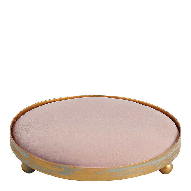 BANDEJA ORO TAPIZADA  ROSA REDONDA
