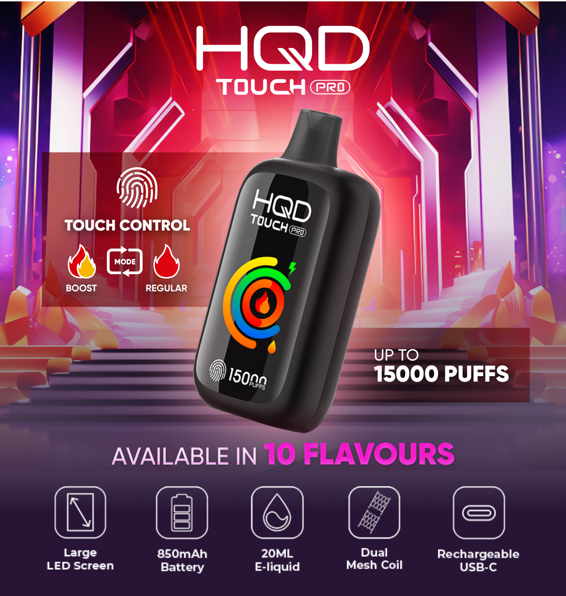 HQD Touch Pro 15K Puffs Disposable Vape