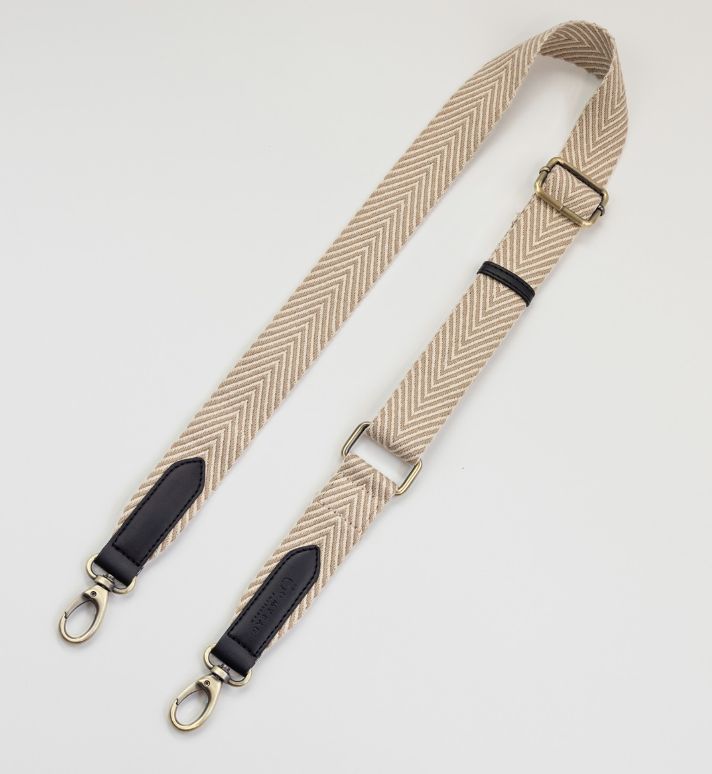 Herringbone Webbing Strap - Sand / Vegan Uppeal™ Black