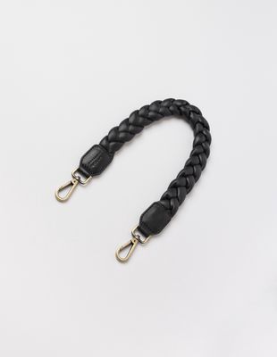 Braided Shoulder Strap - Black Soft Grain Leather