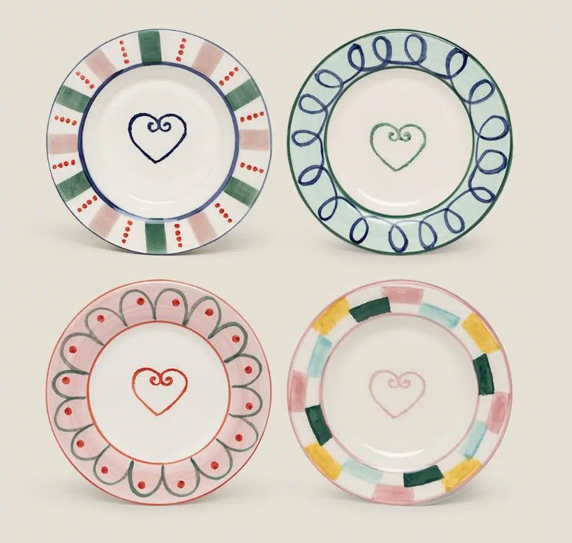 Heart bread plates / set of 4