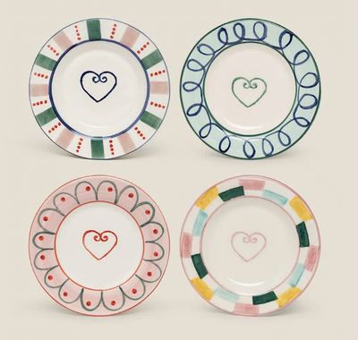 Heart bread plates / set of 4