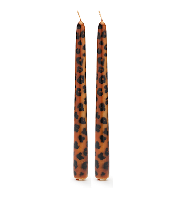 Leopard candle - set of 2